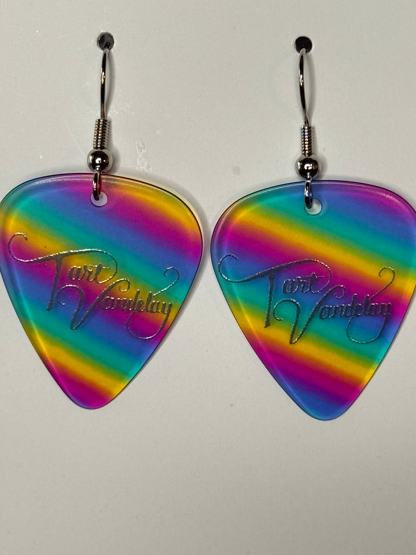 Guitar Pick Earrings - Rainbow No Beads