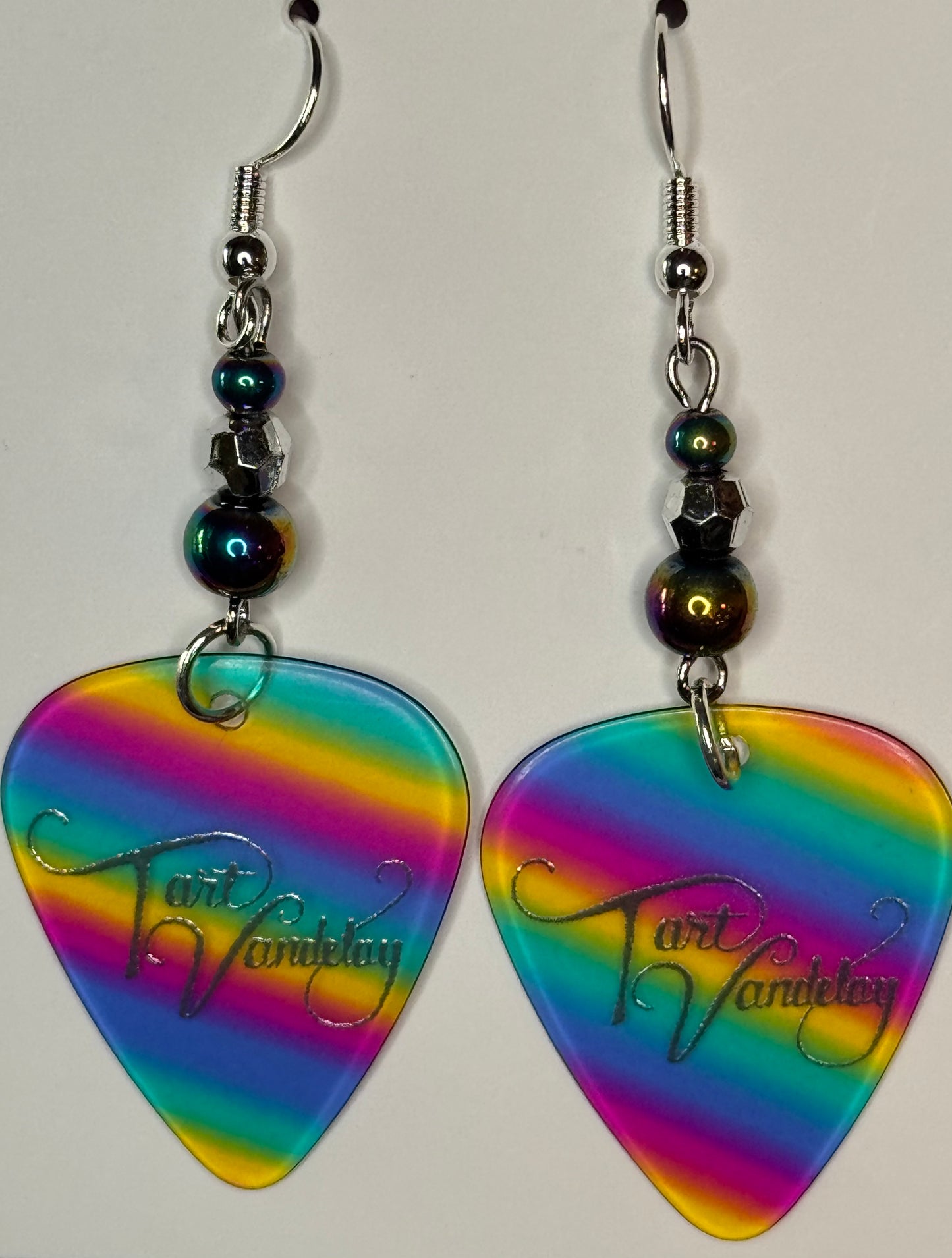 Guitar Pick Earrings - Rainbow 1 Disco Ball