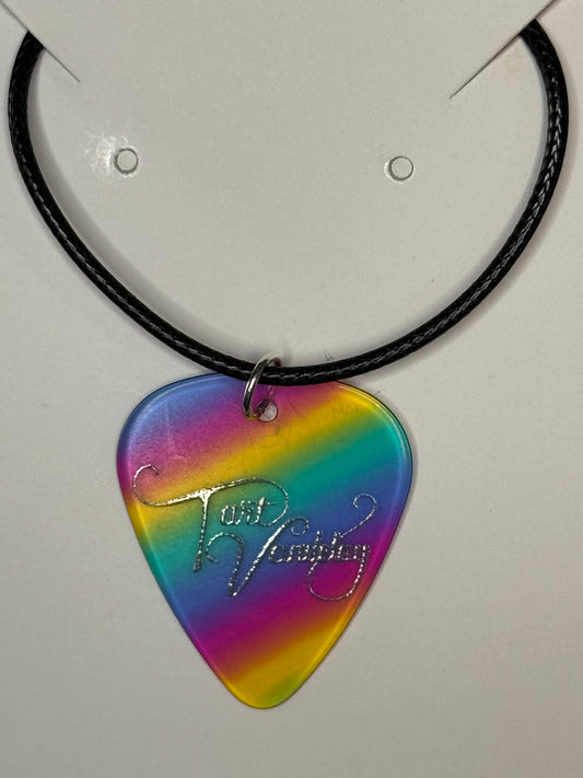 Guitar Pick Necklace - Rainbow Black Chord